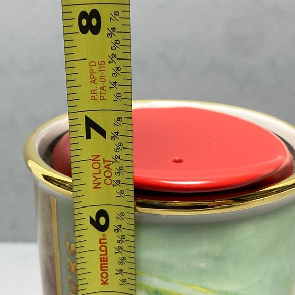 Starbucks 2014 Watercolor Floral 10 oz Ceramic Traveler Tumbler Mug Red Lid - Picture 12 of 12